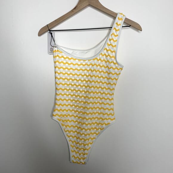 Ellejay Crochet Knit Swimsuit Womens New Yellow Size Small - Picture 8 of 11